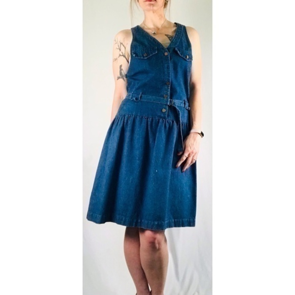 80’s Vintage ‘Peddlers’ Blue Denim Sleeveless Midi Dress